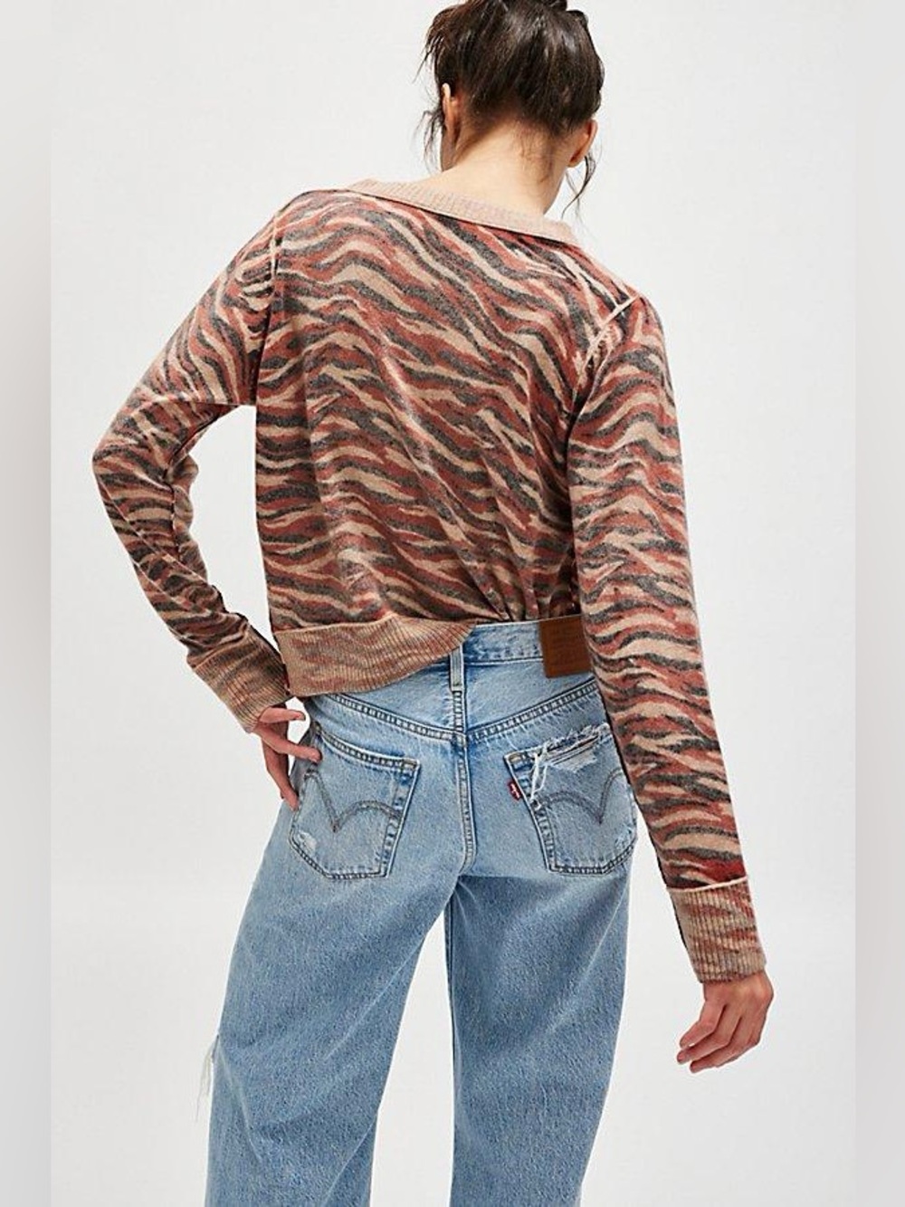 NWT Free People Nocturnal Patterned Cashmere Cardi Cuban Combo